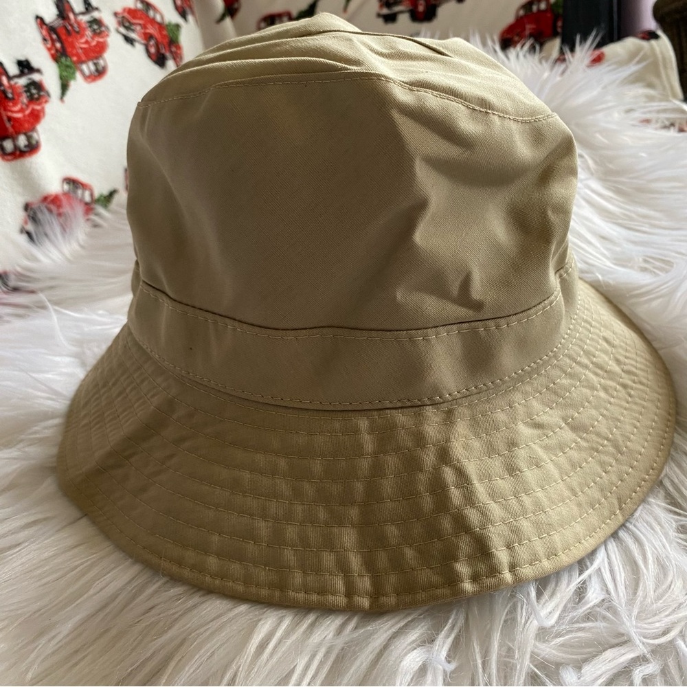 Vintage 1960s Bonwit Teller Wide Brim Bucket Style Hat Beige Khaki Retro Summer